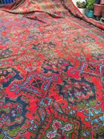 16.5 x 26.5 Oversize Antique Turkish Oushak Rug - Blue Parakeet Rugs