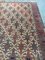 2'4" x 4'2" Antique Baluch Rug / Small Antique Rug - Blue Parakeet Rugs