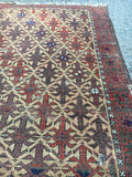 2'4" x 4'2" Antique Baluch Rug / Small Antique Rug - Blue Parakeet Rugs