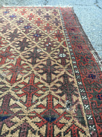 2'4" x 4'2" Antique Baluch Rug / Small Antique Rug - Blue Parakeet Rugs