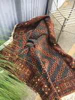 4'6" x 5'4" square antique Afshar rug - Blue Parakeet Rugs