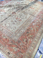 8'11 x 10'6  Late 19th Century Turkish Oushak Rug - Blue Parakeet Rugs