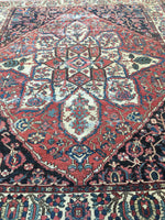 9' x 11'4" Antique Oriental Rug - Bakhtiari - Blue Parakeet Rugs