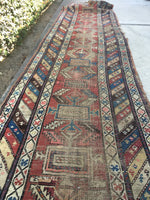 3' x 12' Antique Caucasian Runner - Blue Parakeet Rugs