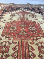 3'2" x 4'7" Kurdish Rug / Small Antique Rug / Oriental Rug - Blue Parakeet Rugs