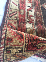 3'2" x 4'7" Kurdish Rug / Small Antique Rug / Oriental Rug - Blue Parakeet Rugs