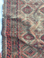 2'7" x 4'8" Antique Baluch Rug / Small Oriental Rug - Blue Parakeet Rugs