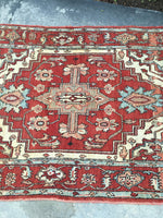 4'3" x 6'10" Vintage Heriz / Heriz Rug / Small Oriental Rug - Blue Parakeet Rugs