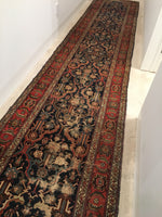 17' x 3'4" Antique Oriental Rug / Vintage Rug Runner - Blue Parakeet Rugs