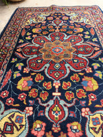 2'8 x 4'4  Antique 1920s Jozan rug / Small Vintage Rug - Blue Parakeet Rugs