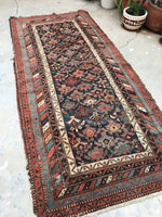 3'9" x 8'6" Kurdish Rug / Small Rug / Vintage Rug - Blue Parakeet Rugs