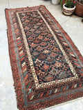 3'9" x 8'6" Kurdish Rug / Small Rug / Vintage Rug - Blue Parakeet Rugs