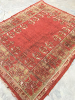 5'3" x 6'6" Antique Turkish Oushak Rug / Oushak rug / Square Turkish Rug - Blue Parakeet Rugs