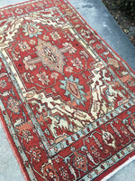 4'3" x 6'10" Vintage Heriz / Heriz Rug / Small Oriental Rug - Blue Parakeet Rugs