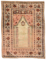 3'6" x 4'8" Collectible Silk 19th Century Turkish Prayer rug - Blue Parakeet Rugs