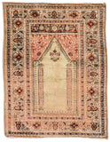 3'6" x 4'8" Collectible Silk 19th Century Turkish Prayer rug - Blue Parakeet Rugs