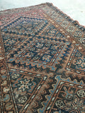 3'4" x 5'7"  Kurdish Antique Rug - Blue Parakeet Rugs