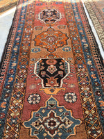 3'2' x 15'5 " Kurdish Antique Runner / Antique Runner / Long Runner - Blue Parakeet Rugs