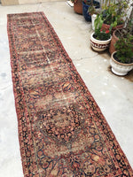 11'4" x 2'9" Antique Runner / Kerman Lavar Runner / Vintage Runner / Skinny Runner - Blue Parakeet Rugs
