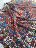 7'1" x 9'9" Antique Bakhtiari Rug / Large Vintage Rug / 7x10 Vintage Rug - Blue Parakeet Rugs