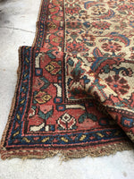 3'4" x 5'9" Ivory Rug / 19th Century Rug / Small Vintage Oriental Rug - Blue Parakeet Rugs