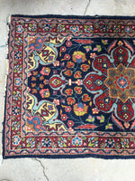 2'8 x 4'4  Antique 1920s Jozan rug / Small Vintage Rug - Blue Parakeet Rugs