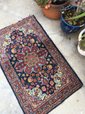 2'8 x 4'4  Antique 1920s Jozan rug / Small Vintage Rug - Blue Parakeet Rugs