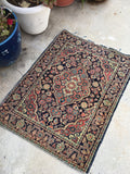 2'2 x 4'10 Antique Jozan rug / Small Vintage Rug / Antique Small Rug - Blue Parakeet Rugs