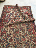 3'4" x 5'9" Ivory Rug / 19th Century Rug / Small Vintage Oriental Rug - Blue Parakeet Rugs