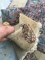 4'6" x 10' Antique Persian Camel Hair rug #1925C / 5x10 Vintage Rug - Blue Parakeet Rugs