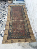 4'6" x 10' Antique Persian Camel Hair rug #1925C / 5x10 Vintage Rug - Blue Parakeet Rugs