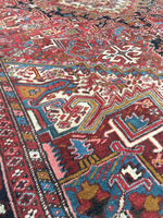8'7" x 11''6" Vintage Heriz Rug / Vintage Large Rug - Blue Parakeet Rugs