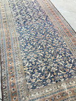 19' x 5'3 Worn Blue n Ivory Antique Rug - Blue Parakeet Rugs