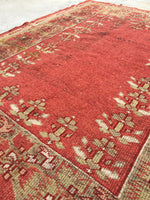 5'3" x 6'6" Antique Turkish Oushak Rug / Oushak rug / Square Turkish Rug - Blue Parakeet Rugs