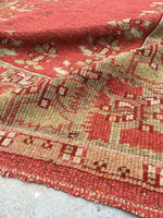 5'3" x 6'6" Antique Turkish Oushak Rug / Oushak rug / Square Turkish Rug - Blue Parakeet Rugs
