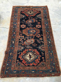 3'3 x 6'2" Antique Malayer / Small Vintage  Rug - Blue Parakeet Rugs