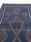 4' x 6'2 Antique Baluch Rug / blue Baluch rug / 1880s village rug - Blue Parakeet Rugs