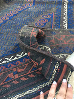 4' x 6'2 Antique Baluch Rug / blue Baluch rug / 1880s village rug - Blue Parakeet Rugs