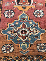 3'2' x 15'5 " Kurdish Antique Runner / Antique Runner / Long Runner - Blue Parakeet Rugs