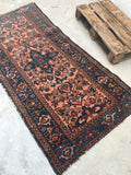 3'3" x 6'6" Jewel Antique Malayer / Small Malayer / Small 3x6 Rug - Blue Parakeet Rugs
