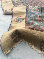4'6" x 10' Antique Persian Camel Hair rug #1925C / 5x10 Vintage Rug - Blue Parakeet Rugs