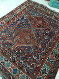 5'1" x 6'1" Antique Shiraz Tribal Rug / 5x6 Antique Rug / Vintage Square Rug - Blue Parakeet Rugs