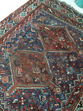 5'1" x 6'1" Antique Shiraz Tribal Rug / 5x6 Antique Rug / Vintage Square Rug - Blue Parakeet Rugs