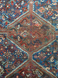 5'1" x 6'1" Antique Shiraz Tribal Rug / 5x6 Antique Rug / Vintage Square Rug - Blue Parakeet Rugs