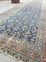 19' x 5'3 Worn Blue n Ivory Antique Rug - Blue Parakeet Rugs