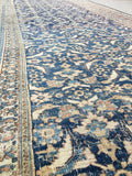 19' x 5'3 Worn Blue n Ivory Antique Rug - Blue Parakeet Rugs