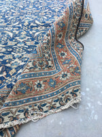 19' x 5'3 Worn Blue n Ivory Antique Rug - Blue Parakeet Rugs