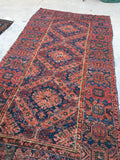4'3 x 8'7 Antique Sumac / Soumak / Soumac Rug / Caucasian Rug / flatweave rug - Blue Parakeet Rugs