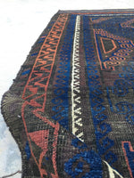 4' x 6'2 Antique Baluch Rug / blue Baluch rug / 1880s village rug - Blue Parakeet Rugs