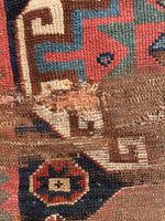 3'2 x 10'9 worn Caucasian Kazak Runner #732 - Blue Parakeet Rugs